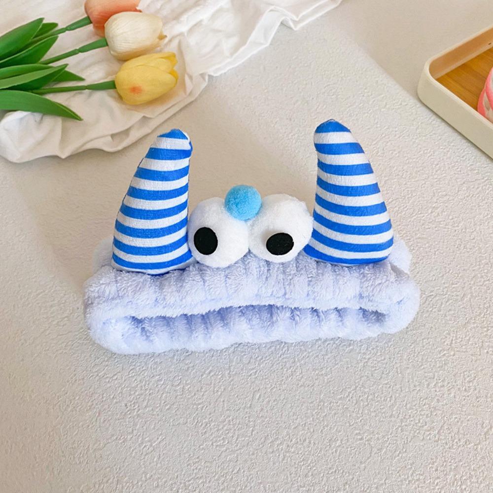 

Adjustable Band Eyes Hair Band Soft Travel Headband Cute Wash Face Headband Travel Use синий