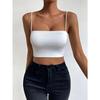 Chic Solid Spaghetti Strap Cami Crop Top - Flattering Sleeveless & Backless Design - Lightweight, Fashion-Forward Womens Clothin