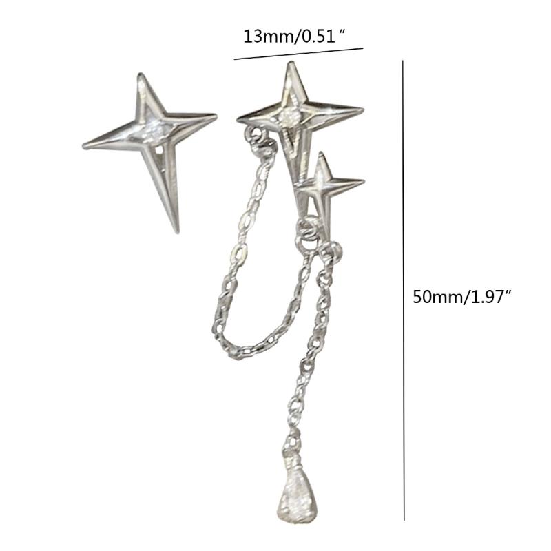 1 Pair Crystal Diamonds Four-pointed Star Earrings Crossed Star Earrings Women Handmade Lightweight Fashion Ear Jewelry