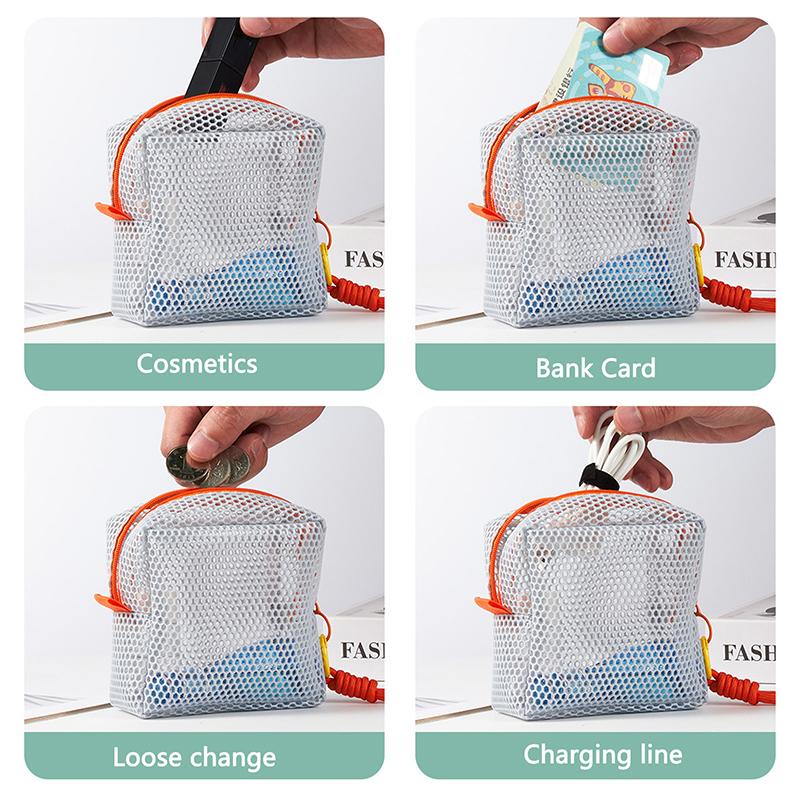 Portable Mesh Cosmetic Bag Dopamine Color Storage Makeup Case Women Mesh Toiletry Storage Pouch Organizer Sundries Storage Bag