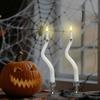 Halloween Twisted Ghost LED Taper Candles Flameless Spooky Ghost Face Electronic Candle For Halloween Party Gothic Table Decor