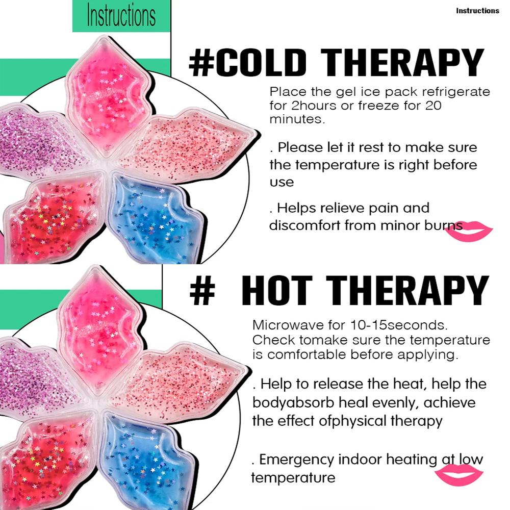 1-6 szt. Żelowe okłady na usta Elastyczne, wielokrotnego użytku, chłodzące podkładki Zimny kompres na urazy kosmetyczne, łagodzenie bólu, do zimnego stosowania po operacji ust