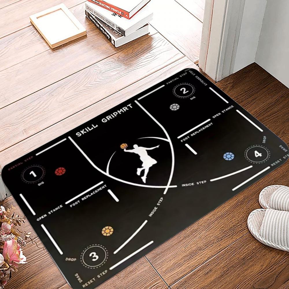 1pc Basketball Attack Route Creative Door Mat Basketball Training Anti Slip Mat Sports Enthusiasts Home Decoration