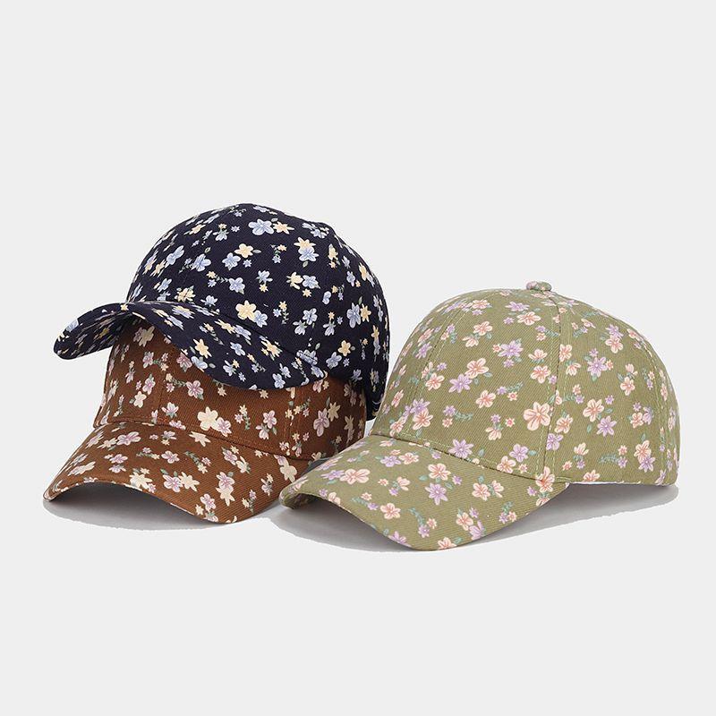 Ins New Full-printed Small Floral Baseball Cap Women's Tide European and American Fashion Hard Top Shopping Cap Tide Hat