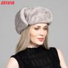 JERYAFUR Women Ushanka Trapper Winter Hat, Full Faux Fur Grey Ear Flap Warm Ladies Cap for Cold Snowy Weather