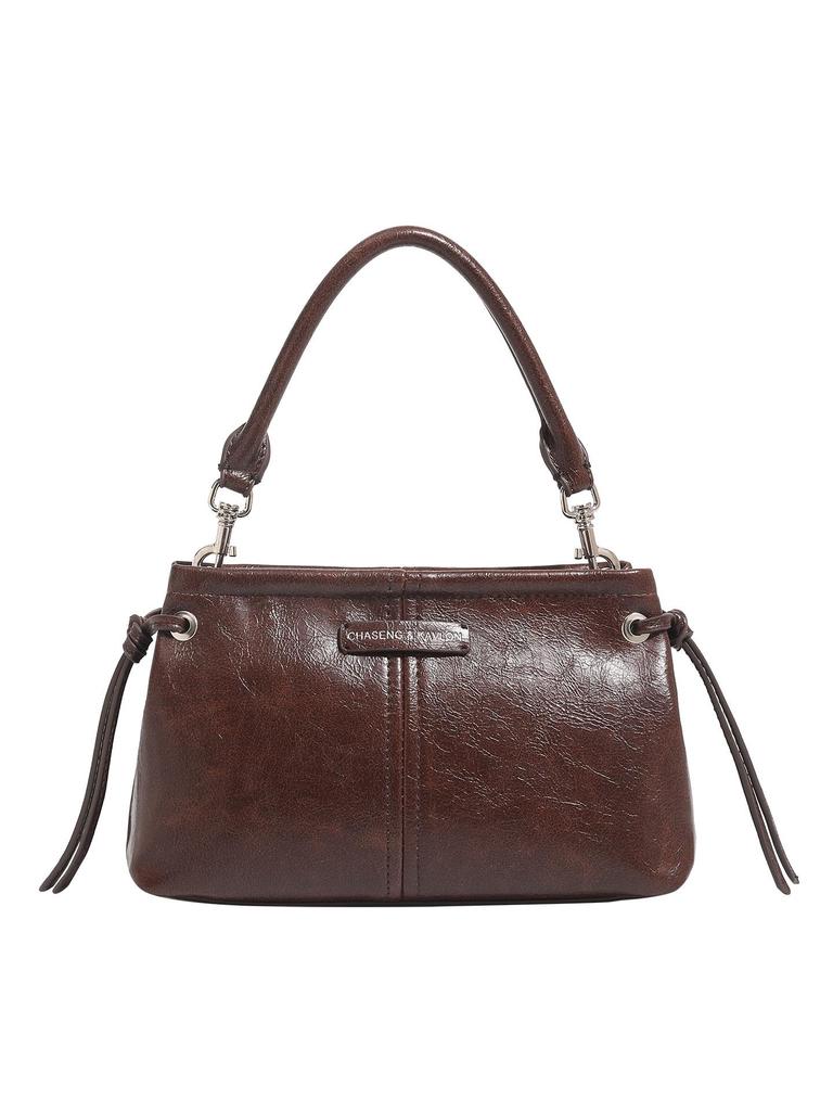 Dámská retro minimalistická kožená kabelka s uzlem - Prémiová, univerzální pro podzim/zimu, malá čtvercová, na jedno rameno nebo crossbody.