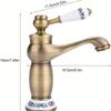 Retro Brass Basin Faucet Suitable Home Kitchen Copper Cold Water Handle Faucet Useful Bathroom Washing Accessory Home Supplies