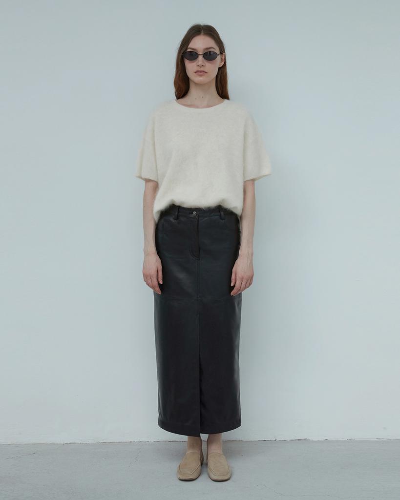 Beleudemaleu Italian Nappa Lambskin Slit Long Skirt