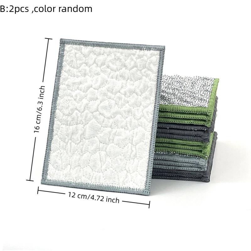 2Pcs Double-side Reusable Washcloth Wiping Rag Steel Wire Washin Cloth Microfiber Dishcloth Non-Stick Oil Kitchen Cleaning Cloth