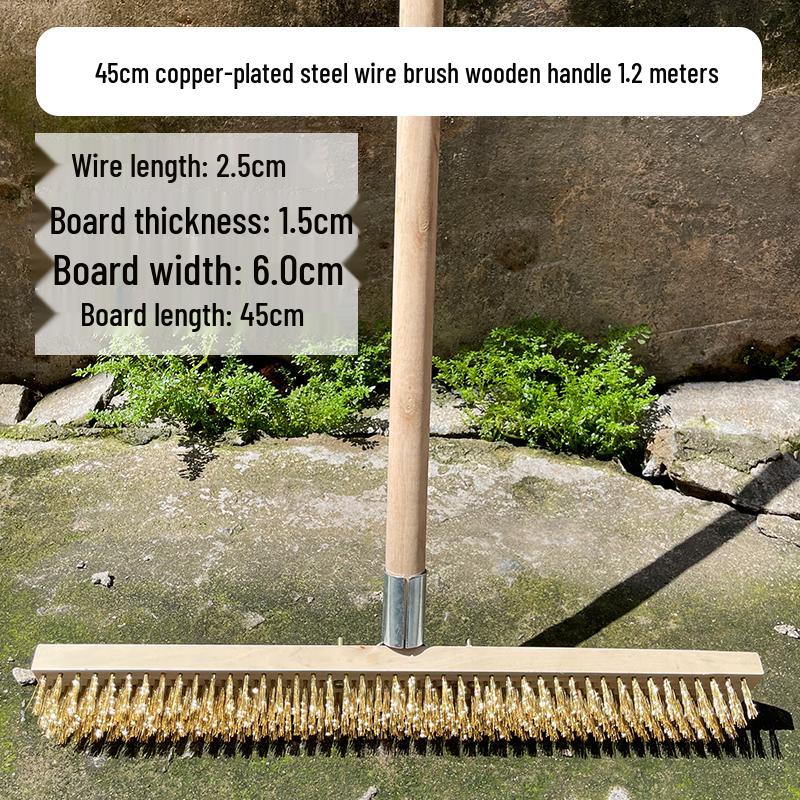 Stainless Steel Wire Floor Scrubber with Long Handle and Hard Bristles