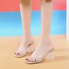 Transparent Heel Slippers Female Shoes Middle Heels
