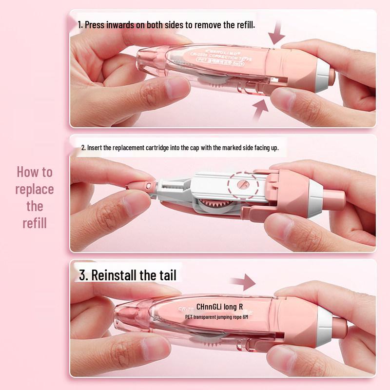 Changli Click-type Portable Correction Tape with Replaceable Core - High-Quality Japanese White-out Tape