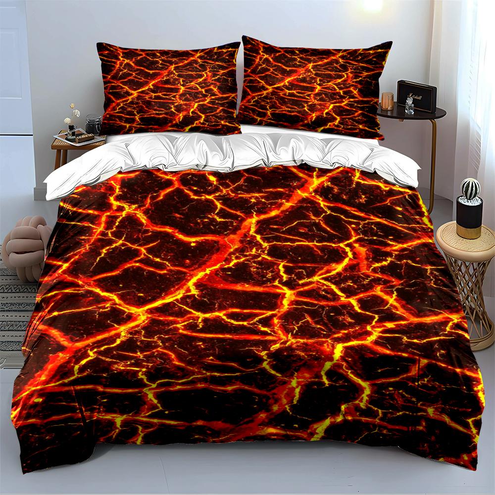 Fiery Lava Pattern Bedding Set Bedding Duvet Cover Set Duvet Cover Pillowcases Home Decor (1 * Duvet Cover 2 * Pillowcases, without duvet insert)