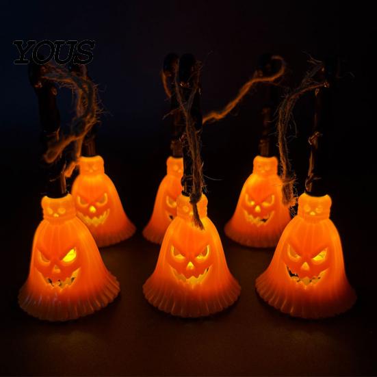 Halloween Lighted Decor Pumpkin Broom Light, Hanging LED Witch Lamp, Decoration Light Spooky Decorative for Holiday Party Ornament