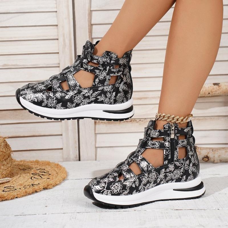 

2026 Summer New Women Fashion Strap Closed Toe Solid Round Toe Wedge Casual Comfortable Sandal for Women High-heeled shoes 36 чёрный