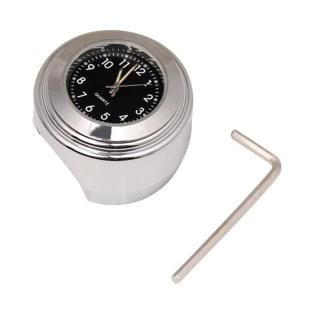 

Universal Motorcycle Handlebar Quartz Clock Waterproof Shockproof Aluminum Alloy Motorbike Handlebar Watch Electroplating/Black Dial