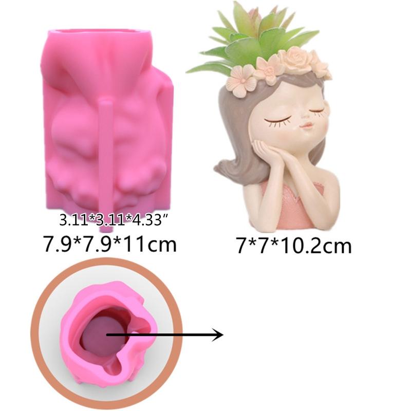 Geometric 3D Wreath Girl Gypsum Silicone Molds Storage Box Mold for Making Succulent Plant Pot Flower Pot Pen Holder