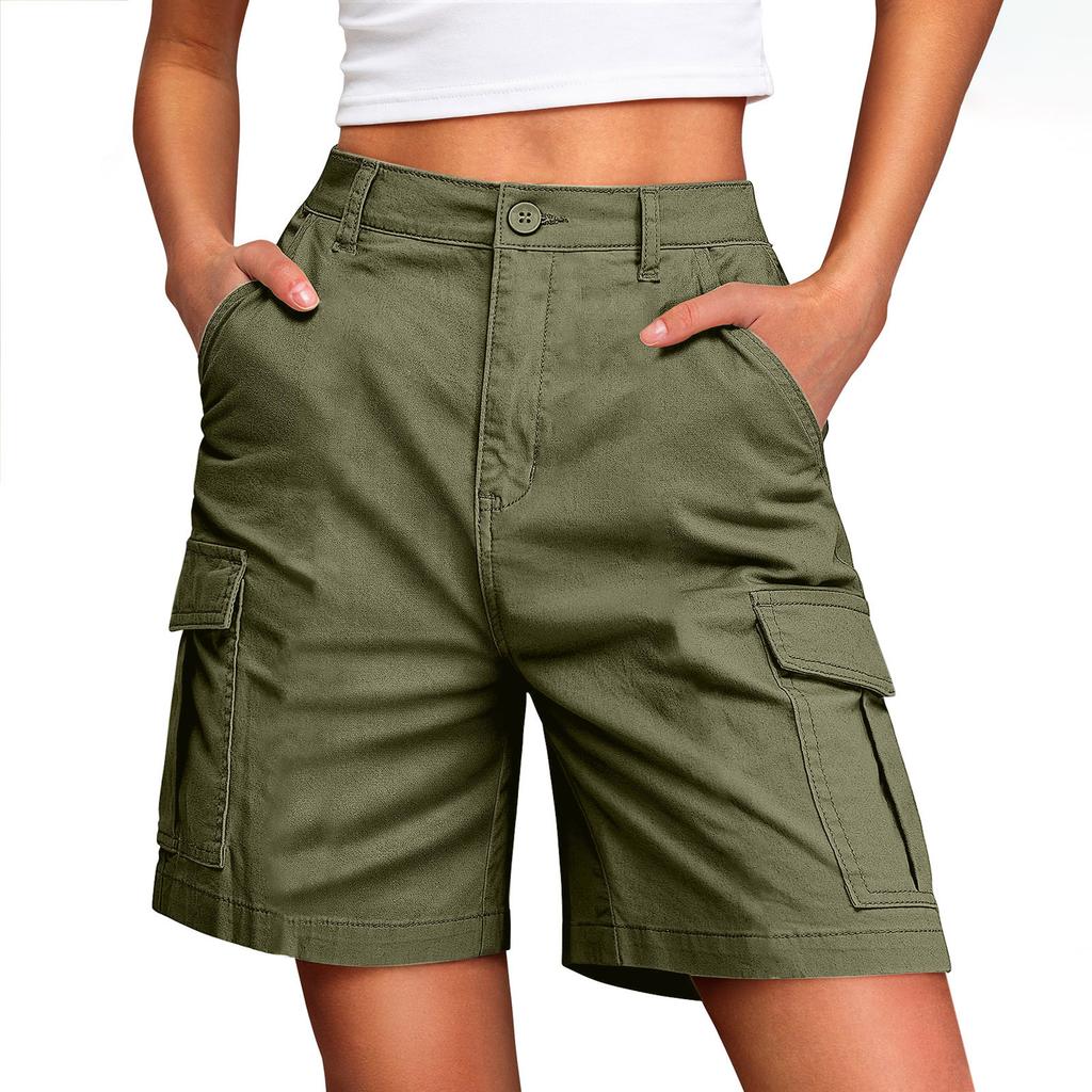 Women High Waist Cargo Shorts Casual Multi Pocket Loose Fit Lounge Shorts