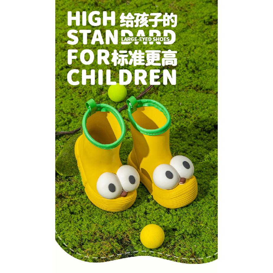 Cute Big Eyes Parent-Child Cartoon Rain Boots for Girls Outdoor Wear Student Kids Water Shoes Non-Slip Waterproof Rainy Day Rubber Shoes