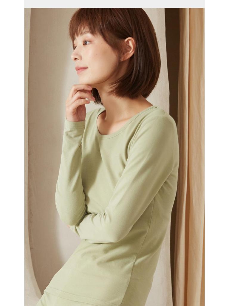 Dámský top s dlouhým rukávem z čisté bavlny v jednobarevném provedení