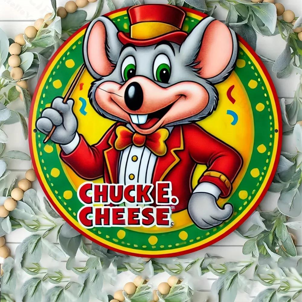 Round Metal Sign of Chuck E. Cheese, Durable Aluminum Art.Perfect for Home, Office.A Fine Gift for Coffee Shop, All Environments