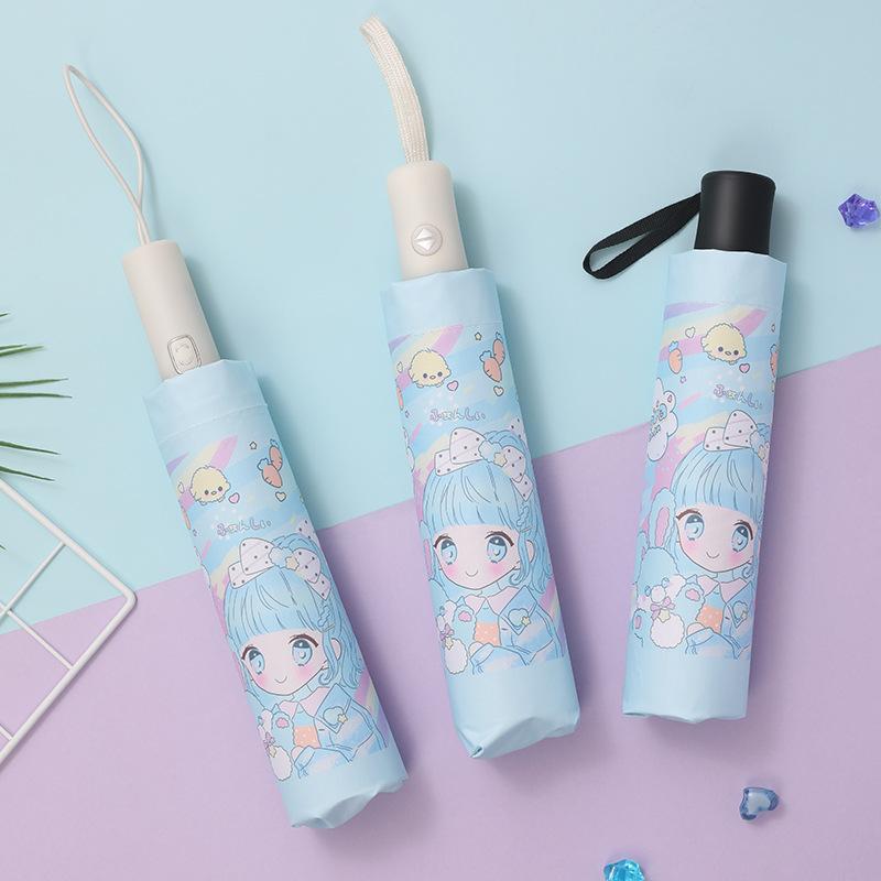 Umbrella Girl Cute Automatic Umbrella Reflective Stripe No Rebound secure Design Umbrella Block UV rays and resist windUmbrell