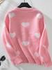 Fuzzy Women's Knitwear: Heart Single-Breasted Loose Cardigan - Autumn/Winter 2024