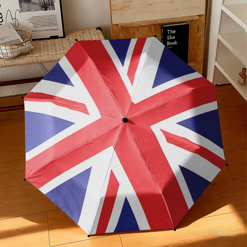 

1pc British flag Umbrella Portable Folding Umbrella Iron Frame Hole Bone Structure Outdoor Home Umbrella