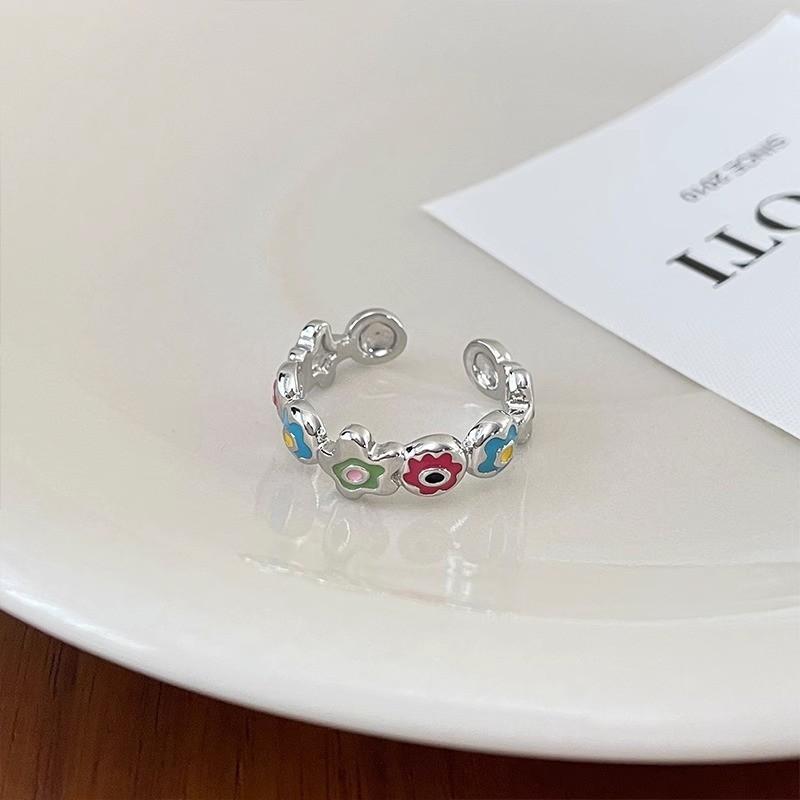 Creative Adjustable Floral Ring For Women Featuring Unique Colorful Spring Style Summer