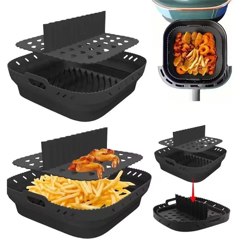 Air Fryer Silicone Basket Plate Square Reusable Air Fryer Cooking Accessories Foldable 20Cm/22Cm Airfryer Tool Baking Molds