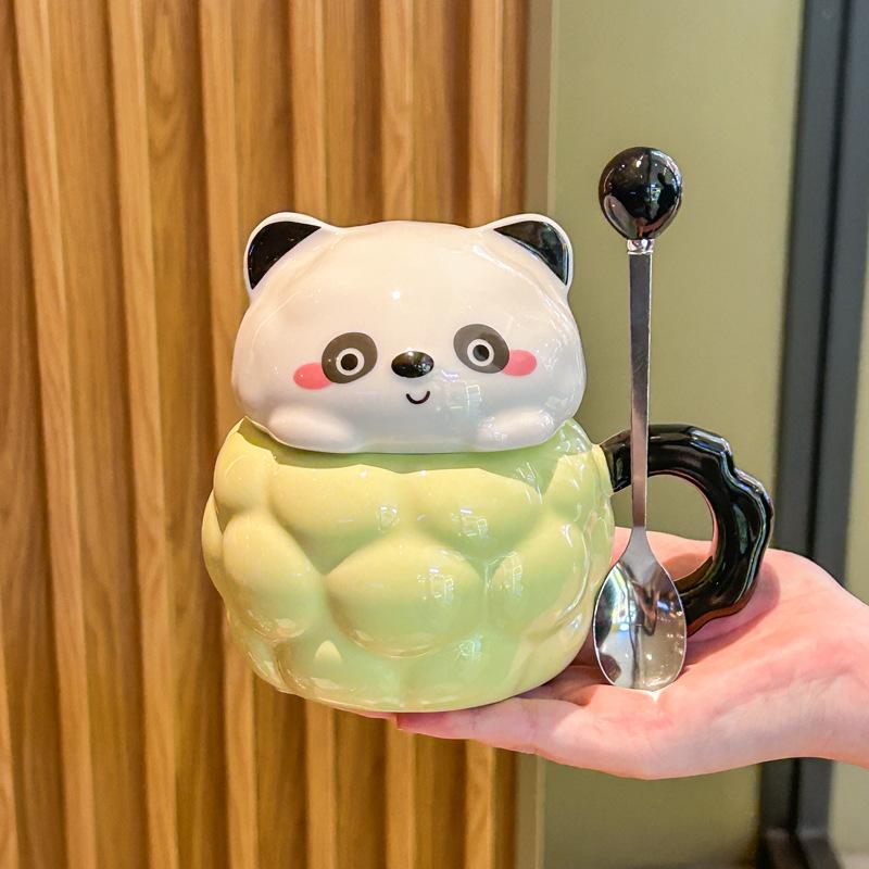 

High Looking Cute Bear Cup Cute Household Ceramic Mug with Lid Couple Coffee Cup Birthday Gift 400-500ml