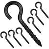 NINDEJIN 5-50pcs Screw Hooks Ceiling Cup Hook Black Zinc Plating Steel 1#-16# Screw Eyes for Hanging Lights Plant Hanger