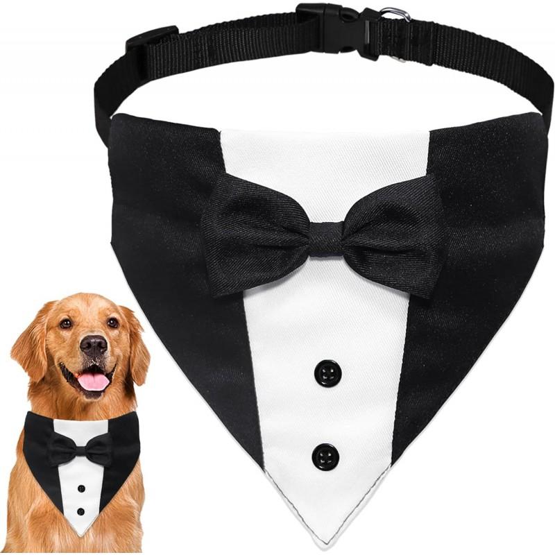 Adjustable Dog Tuxedo Suit With Bowtie Pocket Square Wedding Party Costume