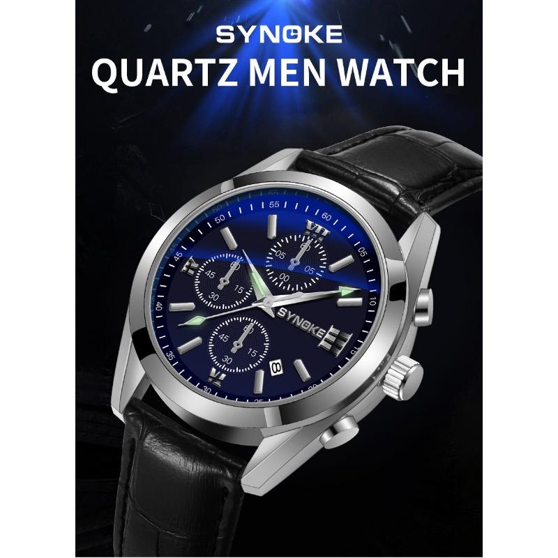 New Top Brand Fashion Business Men's Casual Simple Belt Alloy Men's Watch Luminous Waterproof Calendar Quartz Wrist Watch
