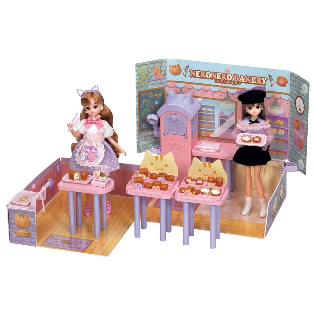 Takara Tomy Popuna Shop Neko Neko Bakery Pretend Play Toy for Ages 3 and Up Licca-chan LF-13 Dress-Up