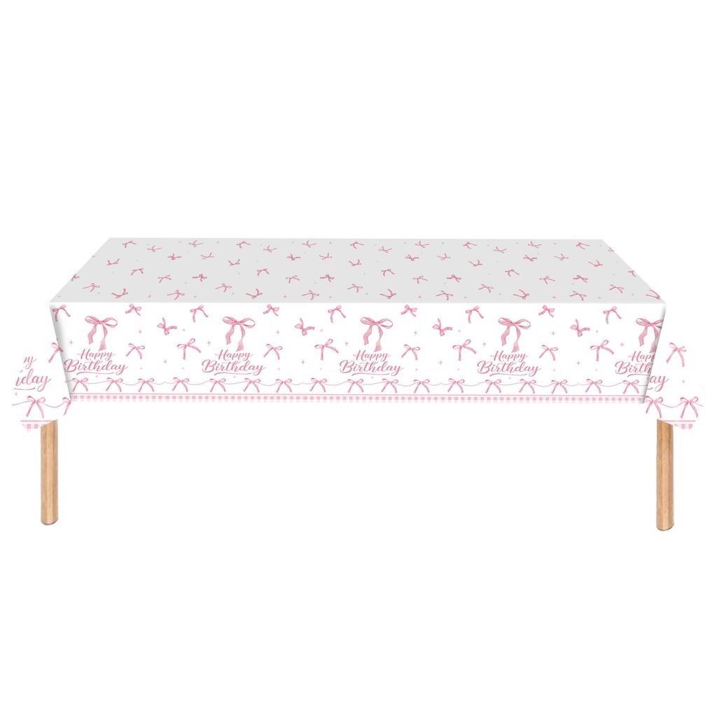 Lace Pink Bow-themed Girl Birthday Party Tableware, Disposable Paper Plate Decorative Items