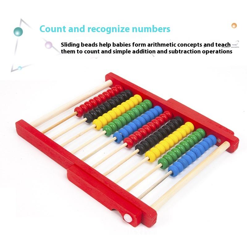 1Pcs Children'S Early Education Colorful Calculation Rack Ten Wooden Toys Montessori Teaching Aids Abacus Rack Gift