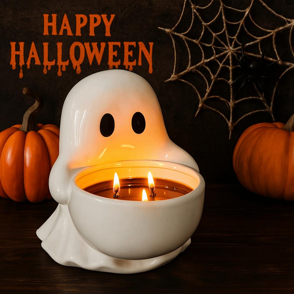 Gothic Halloween Ghost Candle Holder Resin Ghost Figurine Candle Holder  Fireplace