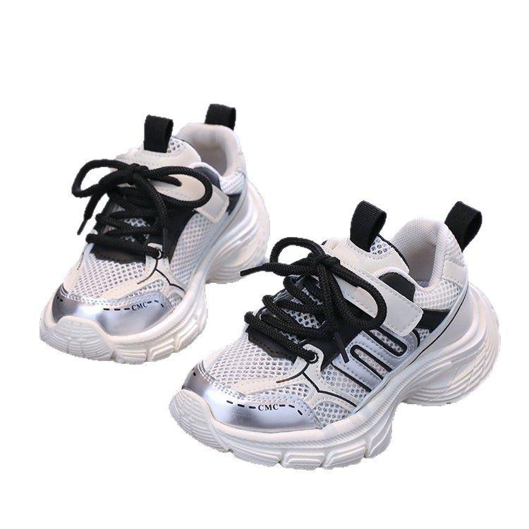 Girls mesh sneakers 2025 spring new children's dad shoes medium and older boys light and comfortable running shoes