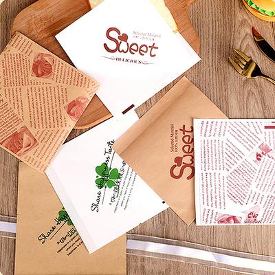 100Pcs Triangle Shape Kraft Paper Packaging Sandwich Oilproof Doughnut Bread Hamburger Disposable Pouch Kitchen Party Restaurant