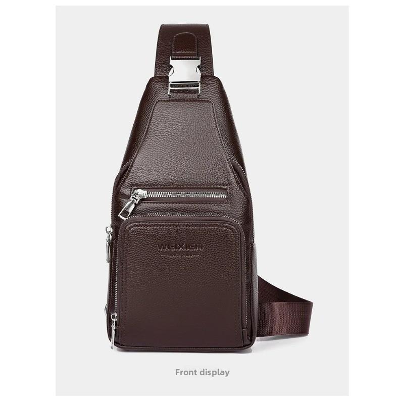 Men's PU Leather Chest Bag - Large Capacity Crossbody Sling Bag,Shoulder Bag, Adjustable Shoulder Strap for Travel & Outdoor Use