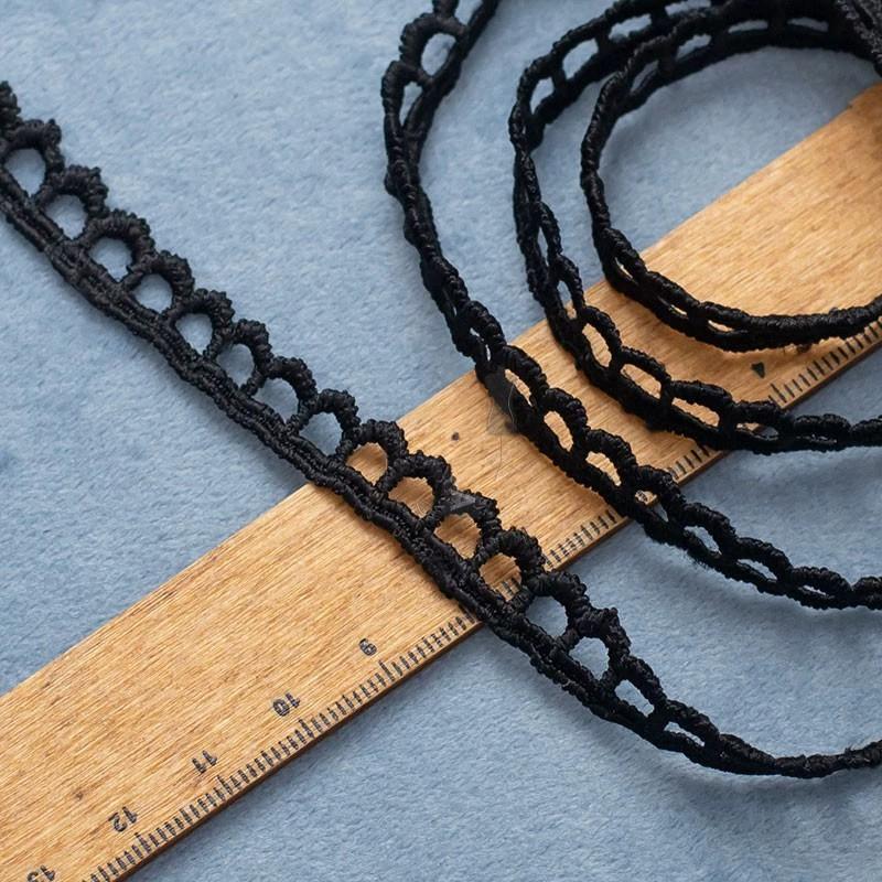 5 Yards White Black Hollow-Qut Lace Trim Embroidered Lace Fabric Ribbon Trimming Dress Costume Supplies DIY Craft 1CM Wide