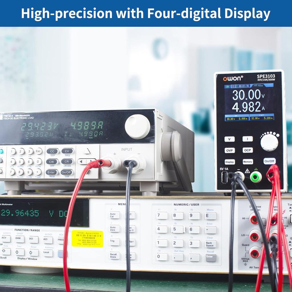SPE3103 30V 10A 300W Programmable Lab Power Supply, 2.8' LCD, USB, PC Software