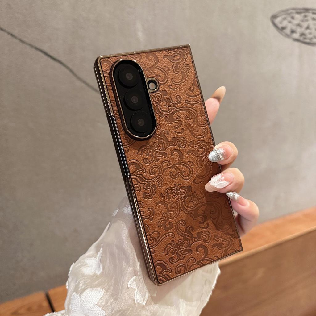 Dragon Pattern Leather Protective Case with Film for Samsung Z-Fold7/Z-Fold6/Z-Fold5