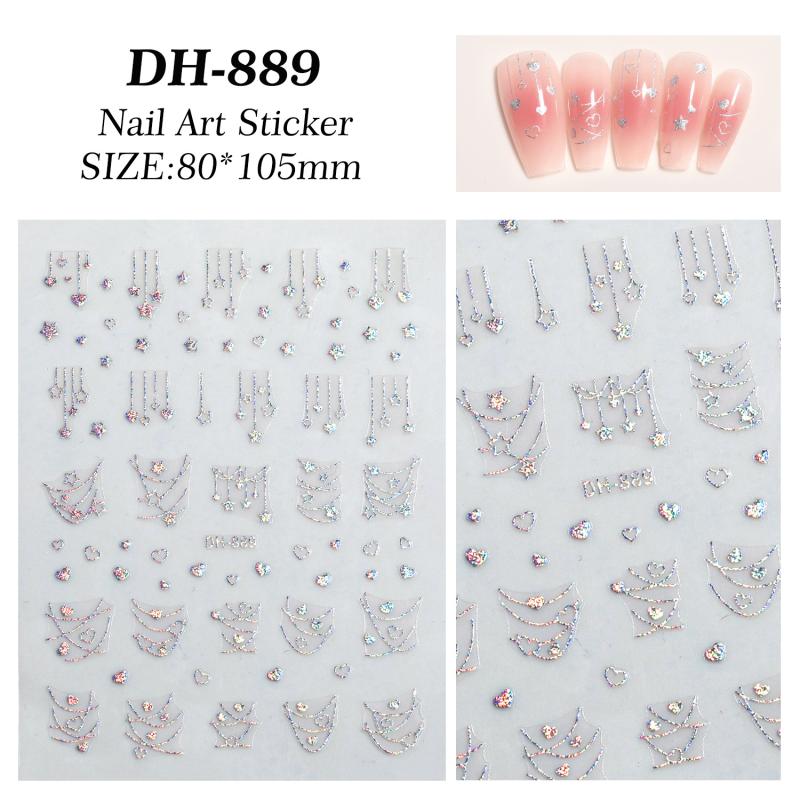 Skinnende Stjerne Negleklistremerker Fransk Utsøkte Negledekorasjoner Klistremerker DIY Selvklebende Neglekunst Sjarm Tilbehør