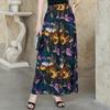 Women's Plus Size Boho Printed Wide Leg Pants, Elastic Waist Summer Palazzo Trousers (XL-4XL)