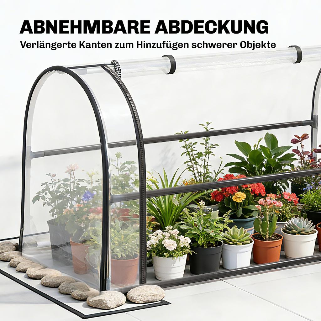 Raised Planter with Flip-Up Greenhouse Cover, Metal Raised Garden Bed On Legs with Drainage Hole, Black