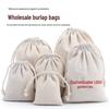 Cotton Linen Drawstring Canvas Bag, Single Layer Breathable Storage for Sundries