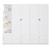 Large Wardrobe, White, 200 x 225 x 45 cm, with 3 Clothes Rails, 4 Drawers, Storage Space, for Bedroom, Children's Room, Hallway & Office
