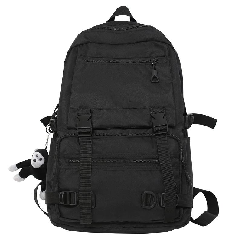 New Solid Color Casual Workwear Style Backpack  Large Capacity Multi Pocket Student Travel Backpack  College Student Backpack